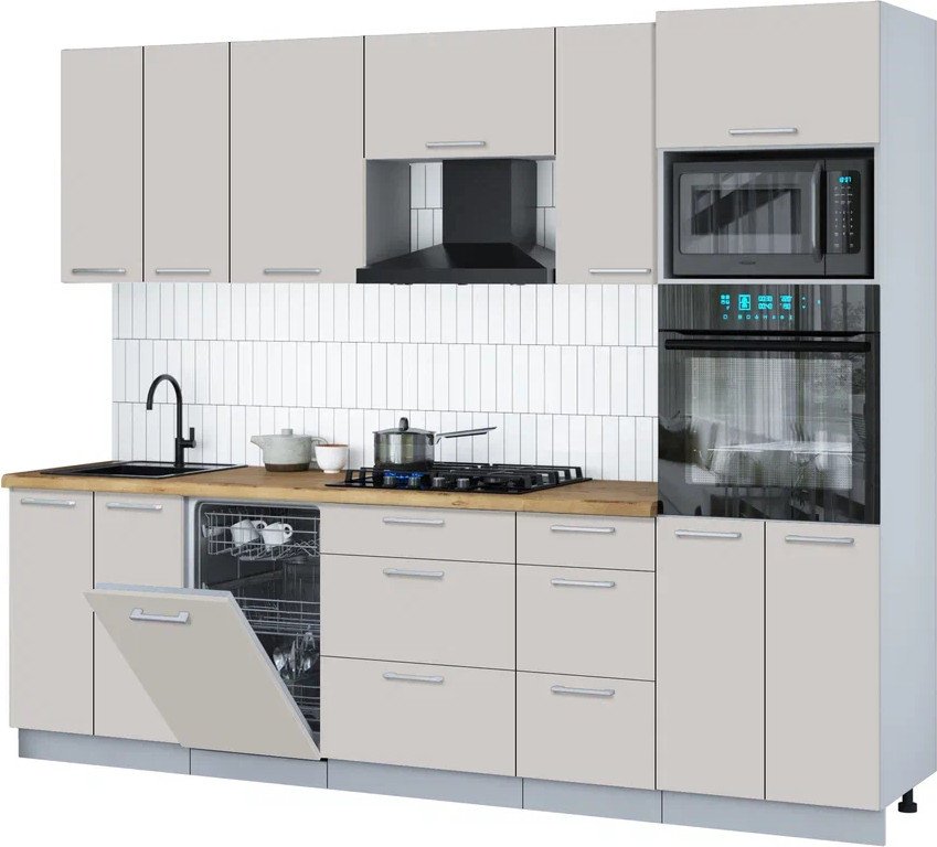 

Готовая кухня Интерлиния Мила Gloss 2.65-ПМ3 (кашемир/кашемир/дуб бунратти)