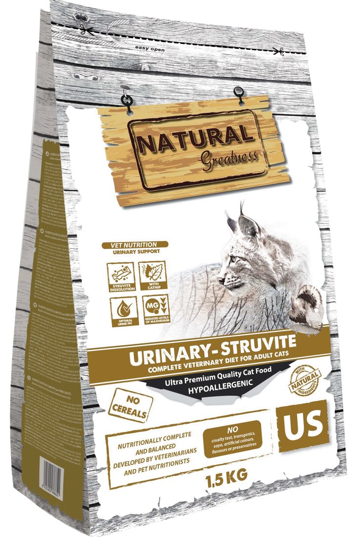 

Сухой корм для кошек Natural Greatness Natural Greatness URINARY-STRUVITE для лечения мочекаменной болезни с курицей 1.5кг
