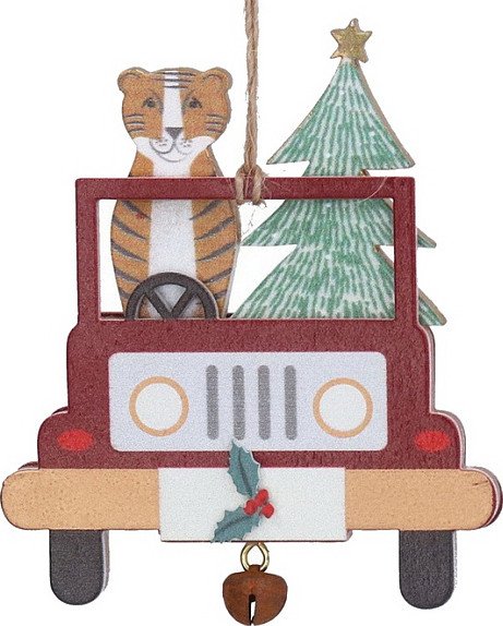 

Елочная игрушка Gisela Graham Going Home For Christmas Тигр в машине 10354_1