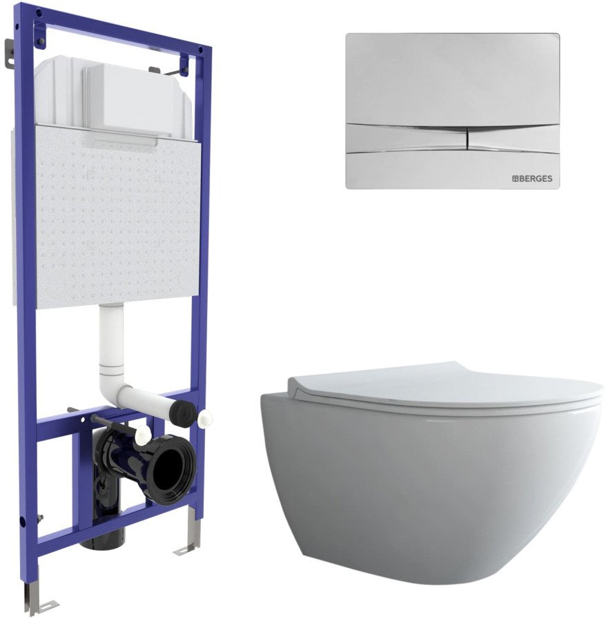 

Унитаз подвесной Berges Wasserhaus Puma Rimless + Toma Slim SO + Novum525 + F3 043269