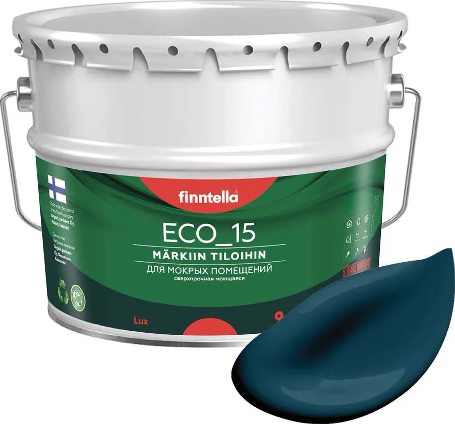 

Краска Finntella Eco 15 Valtameri F-10-1-9-FL010 9 л (темно-бирюзовый)