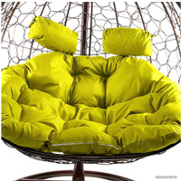 Подвесное кресло M-Group Для двоих 11450211 (коричневый ротанг/желтая подушка)