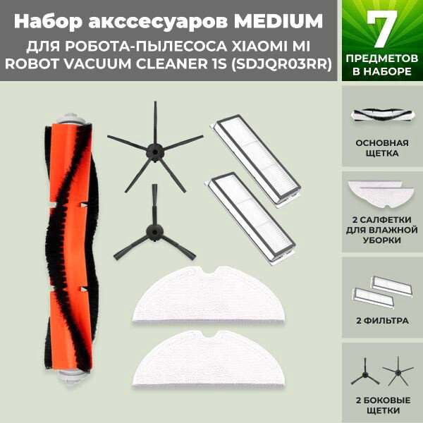 

Набор аксессуаров USBTOP для Xiaomi Mi Robot Vacuum Cleaner 1S (SDJQR03RR) (черные боковые щетки) 558868