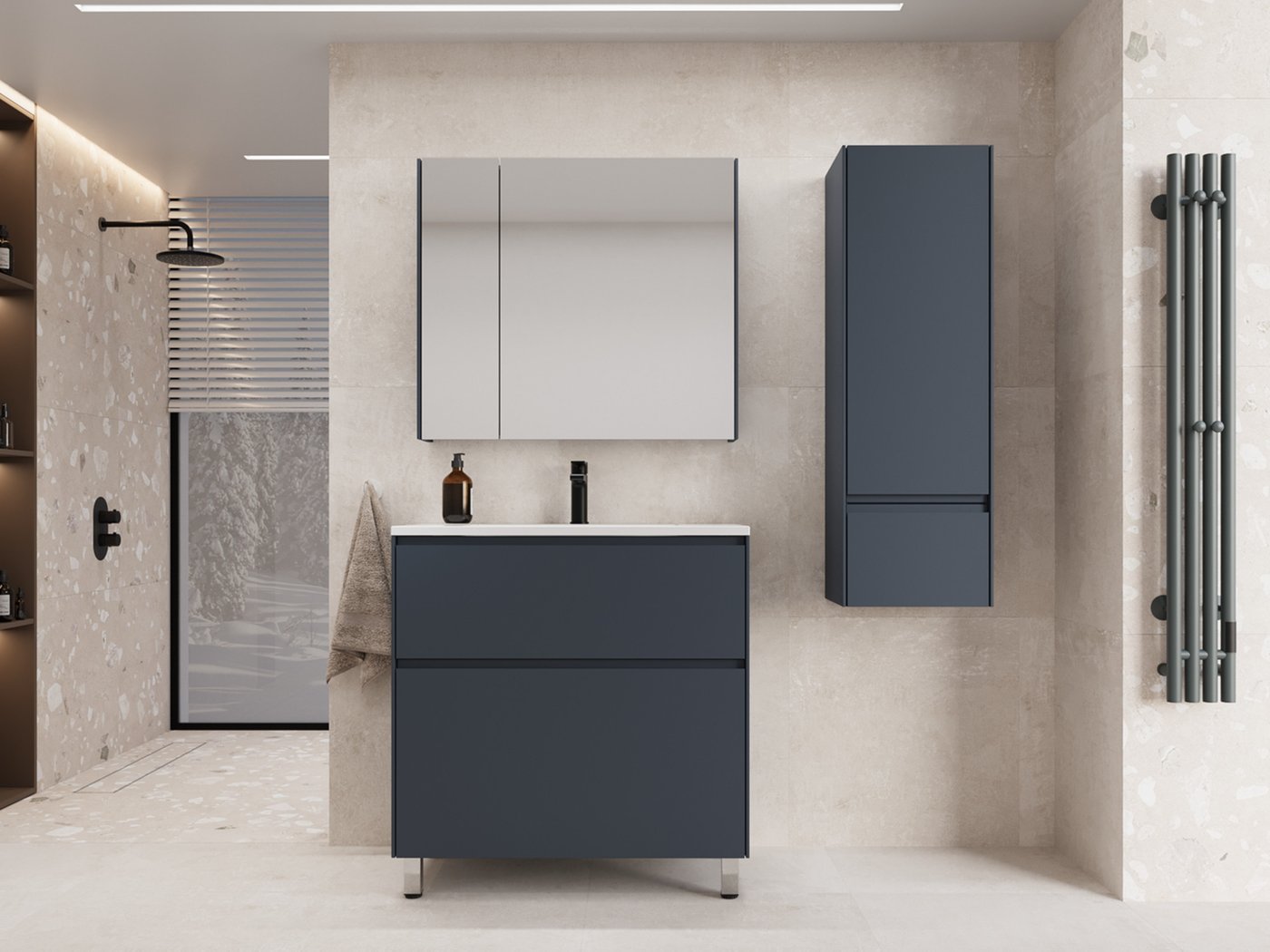 Symbolite Тумба под умывальник Лима 80 Line Plus 2 ящика (графит)