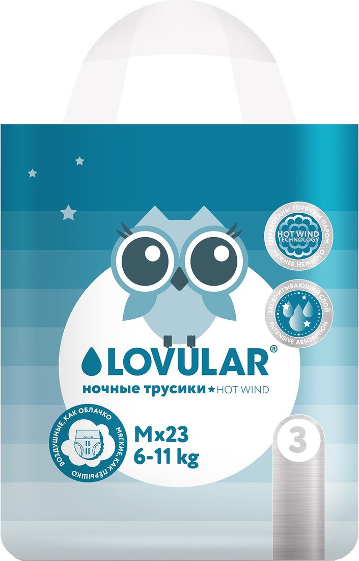

Трусики-подгузники Lovular Hot Wind M 6-11 кг 429651 (23 шт)