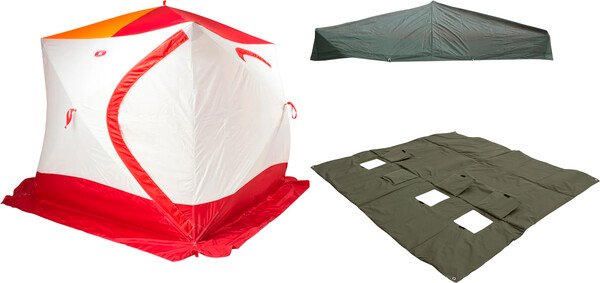 

Палатка для зимней рыбалки Медведь Куб-4 зимняя с полом Оксфорд 210 и накидкой