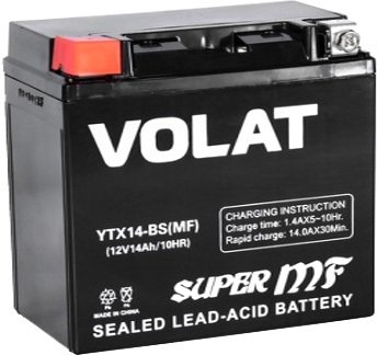 

Мотоциклетный аккумулятор VOLAT YTX14-BS (14 А·ч)