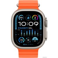 Умные часы Apple Watch Ultra 2 LTE 49 мм (титановый корпус, титановый/оранжевый, ремешок из эластомера)