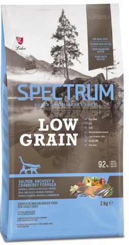 

Сухой корм для кошек Spectrum Low Grain с лососем анчоусом и клюквой 2 кг