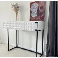 Консольный стол Shtabe Simple 7011 эко (травертин/белый/черный)