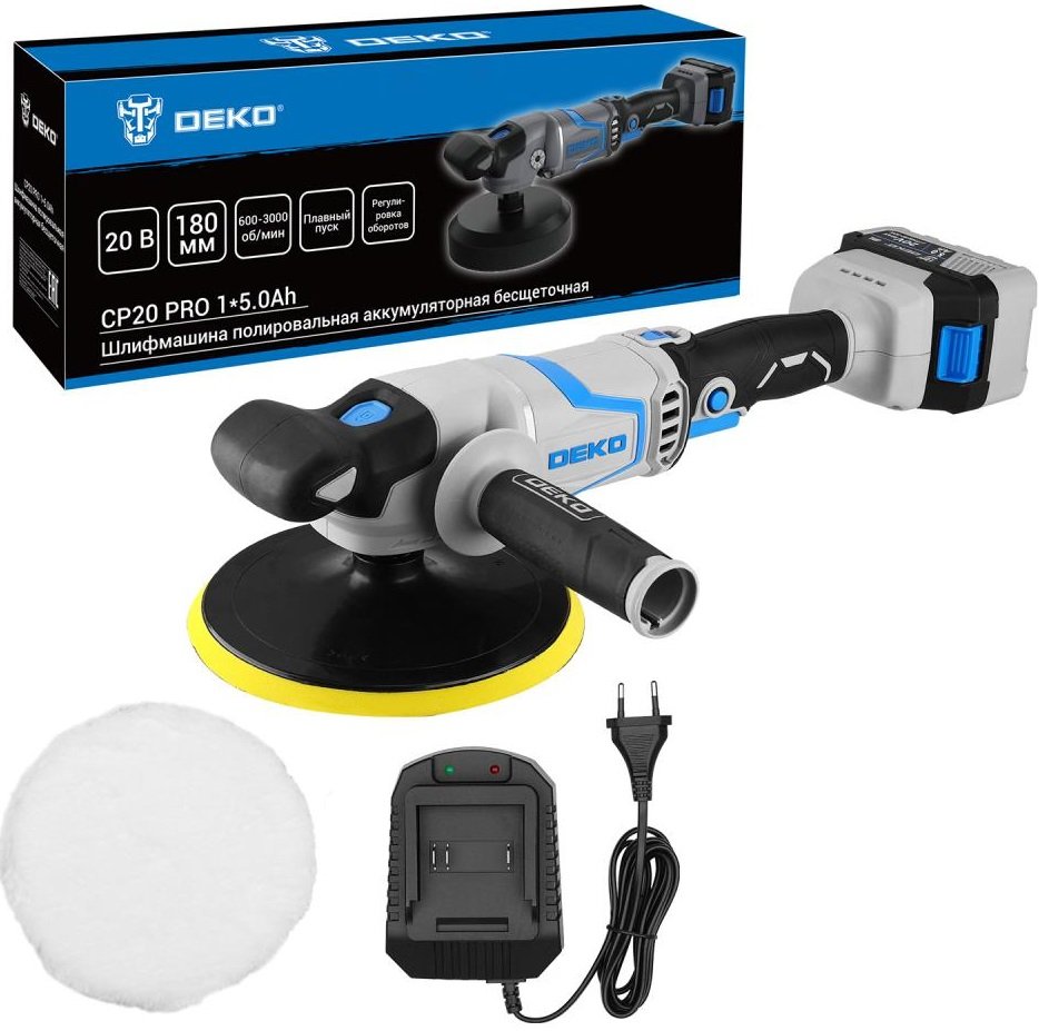 

Полировальная машина Deko CP20 PRO 084-1087 (с 1-им АКБ)