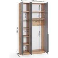 Шкаф распашной Soma Lord Black 3-х створчатый 120x240 (дуб крафт золотой/серый)