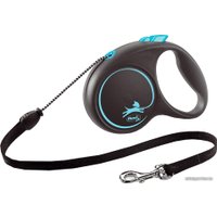 Поводок-рулетка Flexi Black Design M Cord 5 m (голубой)