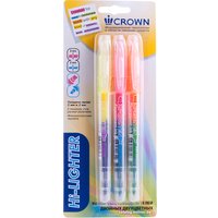 Набор текстовыделителей Crown Multi Hi-Lighter двухсторонний H2-1000-B/3 (3 шт, ассорти)