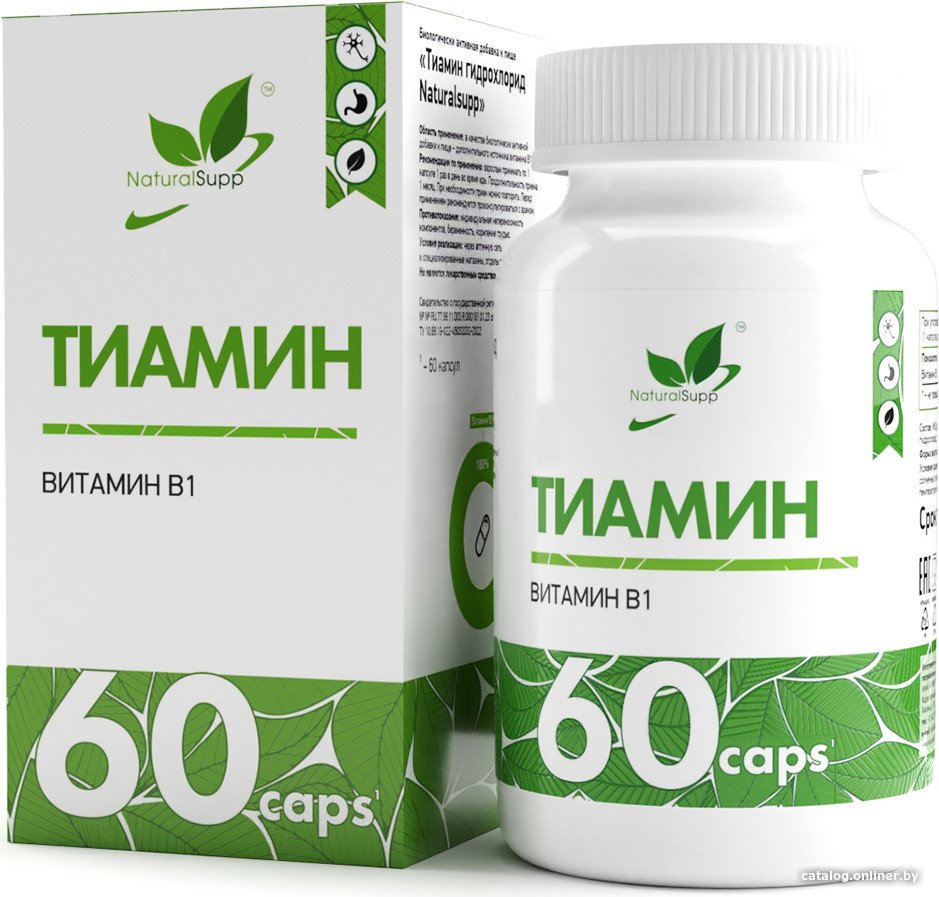Витамин NaturalSupp Тиамин гидрохлорид (Thiamine hydrochloride), 60 капсул