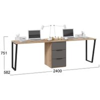 Стол Трия Порто СМ-393.15.013 с тумбой (яблоня беллуно/графит софт) в Бресте