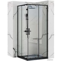 Душевой уголок Rea Punto 80x80 (черный/прозрачное стекло)
