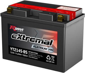 Мотоциклетный аккумулятор RDrive eXtremal Platinum YTZ14S-BS (11.8 А·ч)