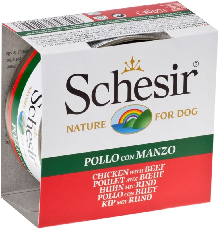 

Консервированный корм для собак Schesir Chicken&Beef 0.15 кг