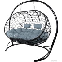 Подвесной диван M-Group Лежебока 11180409 (с черным ротангом/серая подушка)