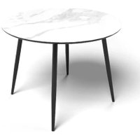 Кухонный стол Элементика Милтон 1000 (белый мрамор/черный кварц/черный)