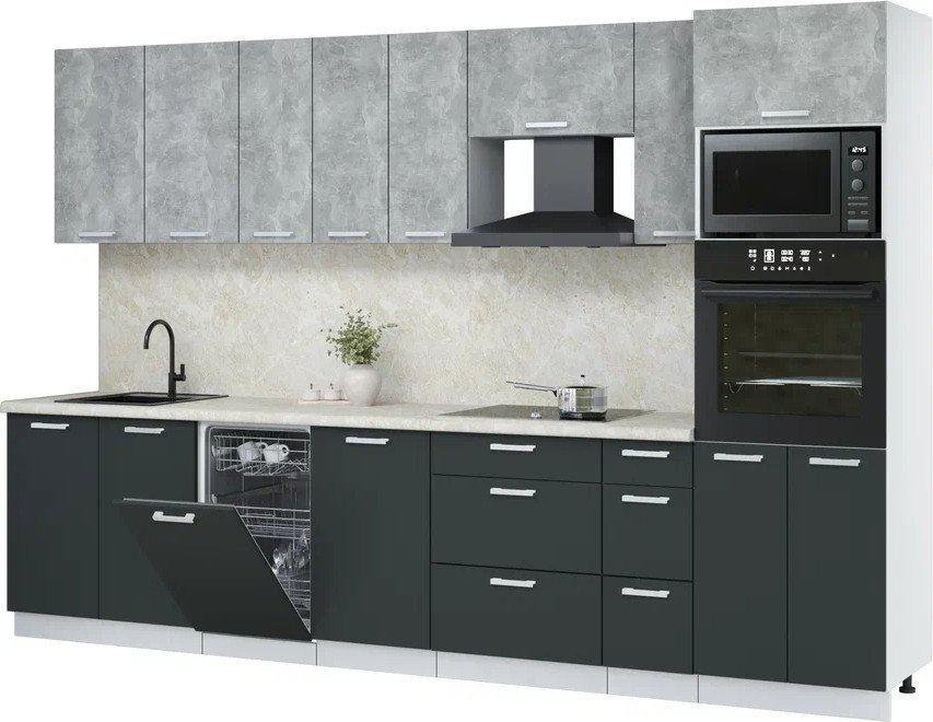 

Готовая кухня Интерлиния Мила Лайт 3.2-ПМ3 (бетон/антрацит/опал светлый)