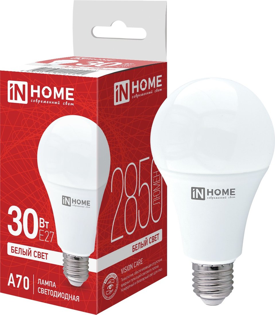 

Светодиодная лампочка In Home LED-A70-VC 30 Вт 230В Е27 4000К 2850 Лм