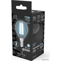 Светодиодная лампочка Gauss Filament Шар 13W 1150lm 4100К Е14 LED 1/10/50 105801213