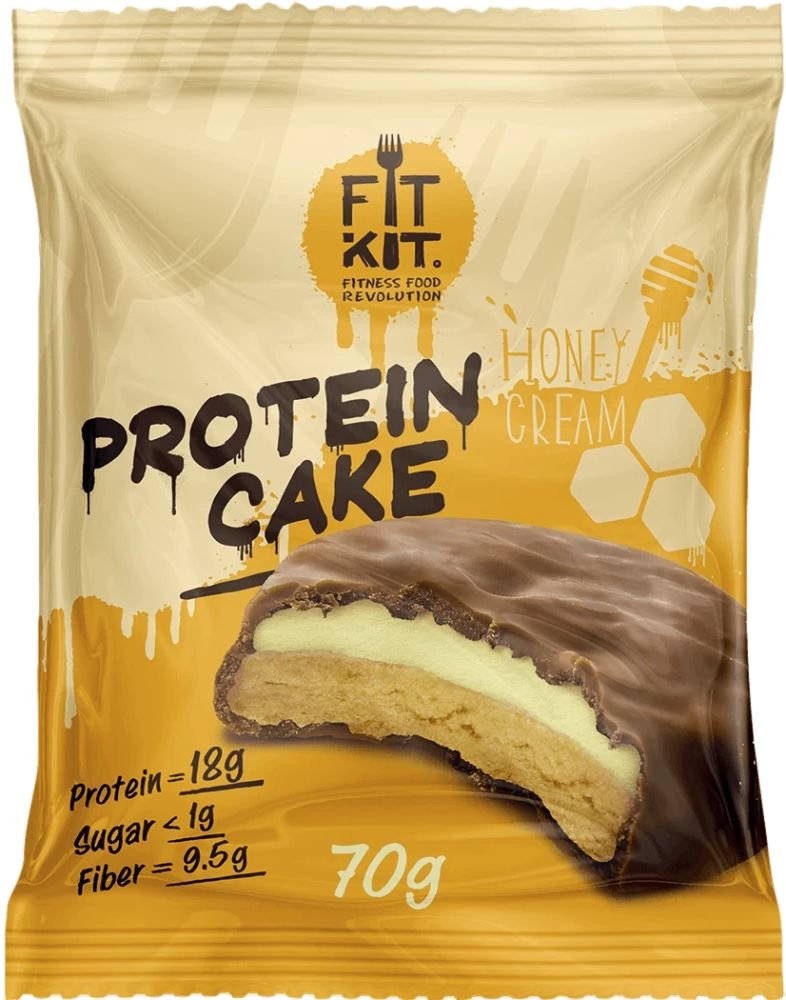 

Протеиновое пирожное FitKit Protein Cake (70 г, медовый крем)