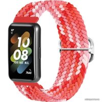 Ремешок Rumi Wick из плетеного нейлона для Huawei Band 7 (красный микс)