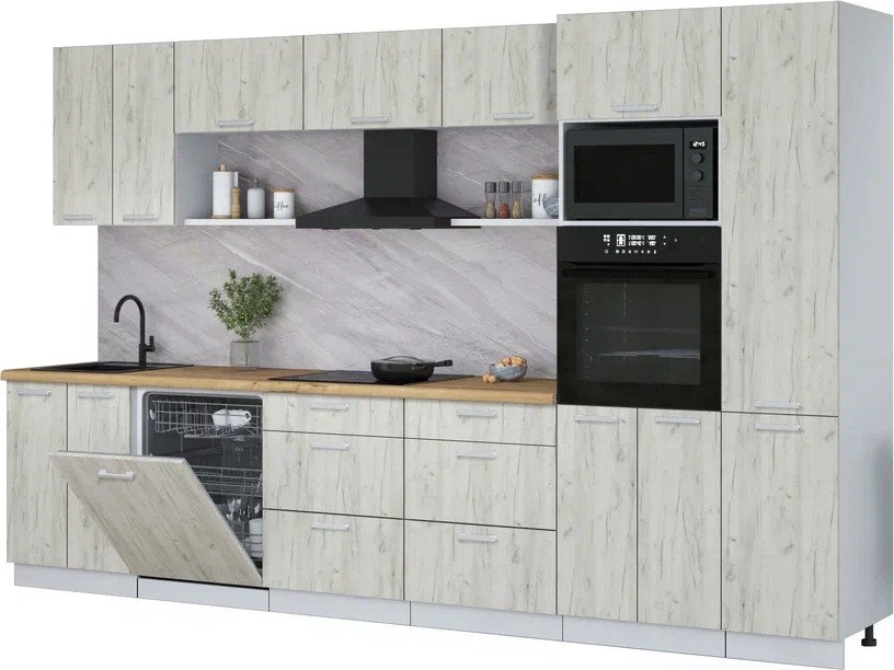 

Готовая кухня Интерлиния Мила Лайт 3.4-ПМ1 (дуб белый/дуб белый/дуб бунратти)