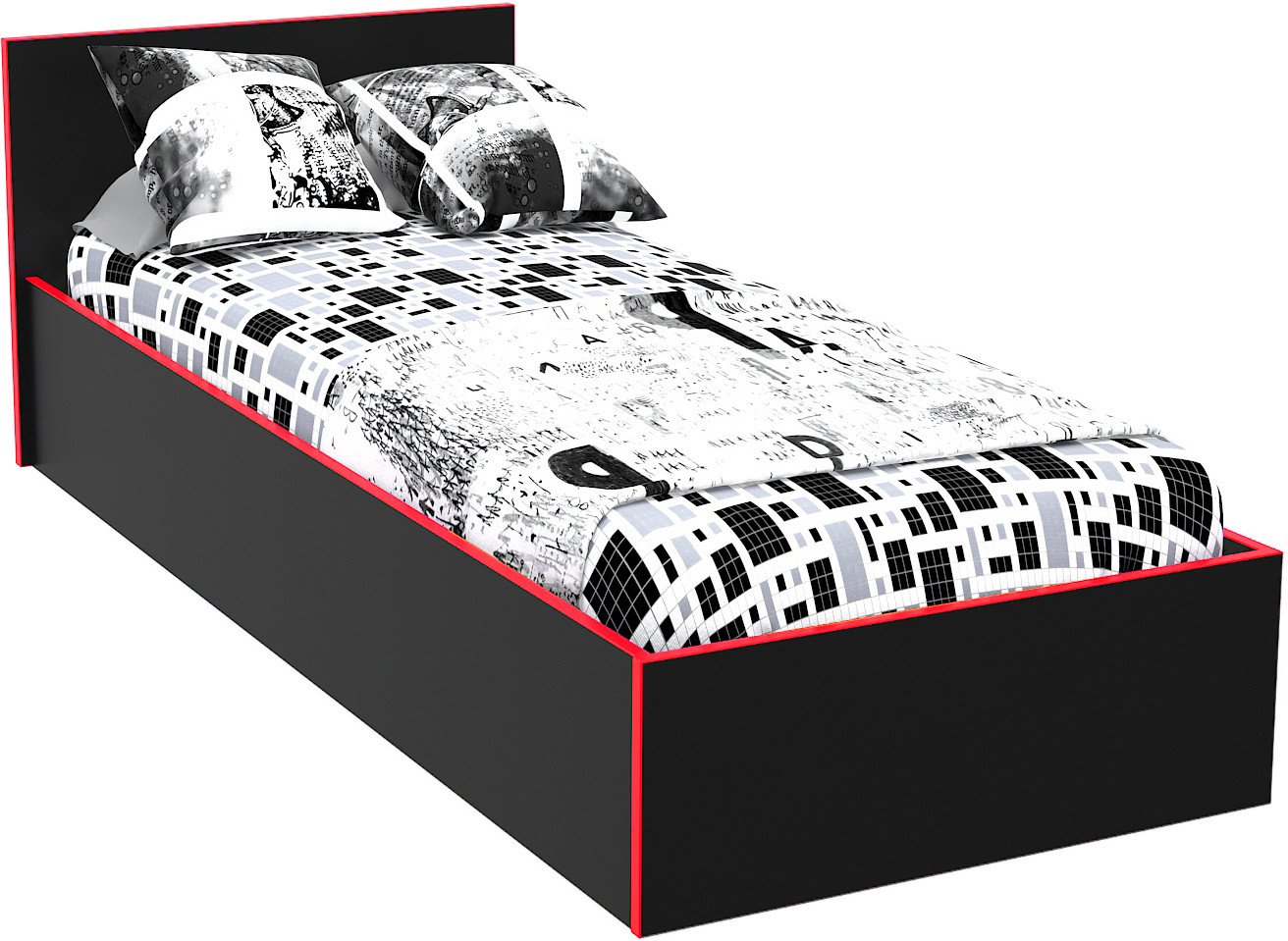 

Кровать МДК Black BL-КР10К 100x200/700x1052x2032 (черный/кромка красная)