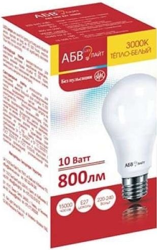 

Светодиодная лампочка АБВ LED лайт Standart A60 10W E27 3000К