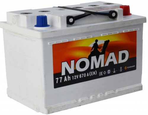 

Автомобильный аккумулятор Nomad 6СТ-77 Евро (77 А·ч)