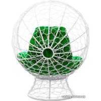 Кресло M-Group Кокос на подставке 11590104 (белый ротанг/зеленая подушка)