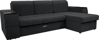 Диван Сириус Лидер-13 с оттоманкой НПБ 285x165 (Eva 11 велюр черный)