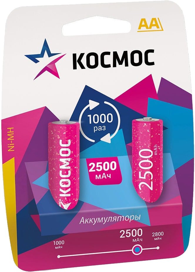 

Аккумулятор КОСМОС AA 2500mAh 2 шт
