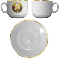 Чашка с блюдцем Добрушский фарфоровый завод Национальная герб 4С1380Ф34