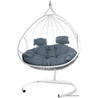 Подвесное кресло M-Group Для двоих 11450109 (белый ротанг/серая подушка)