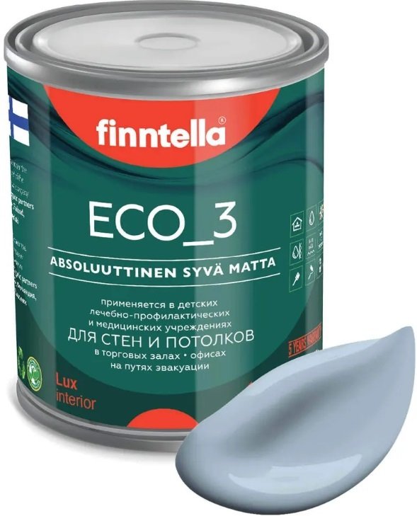 

Краска Finntella Eco 3 Wash and Clean Niagara F-08-1-1-LG249 0.9 л (серо-голубой)