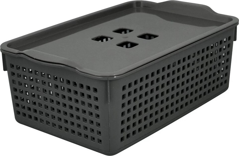 

Корзина Мультидом Лофт 643 108 (серый, с крышкой)