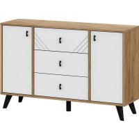 Тумба Mio Tesoro Байкал 3 ящика двухстворчатый (дуб золотистый/белый матовый)