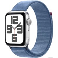 Умные часы Apple Watch SE 2 44 мм (алюминиевый корпус, серебристый/зимний синий, нейлоновый ремешок)