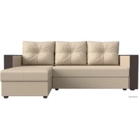 Угловой диван Лига диванов Валенсия Лайт левый (экокожа, бежевый)