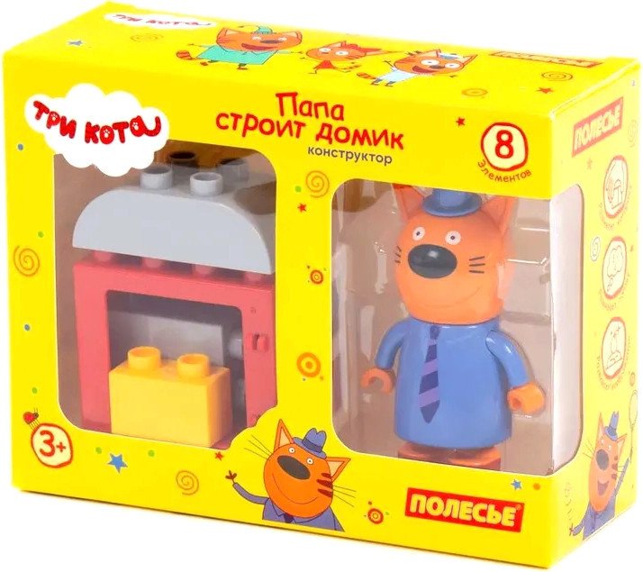 Конструктор Полесье Макси. Три кота. Папа строит домик 67392 (8эл)