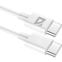 Кабель Defender F182 30 Вт USB Type-C - USB Type-C (1 м, белый)