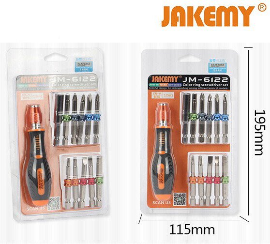 

Набор отвертка с битами Jakemy JM-6122 (12 предметов)