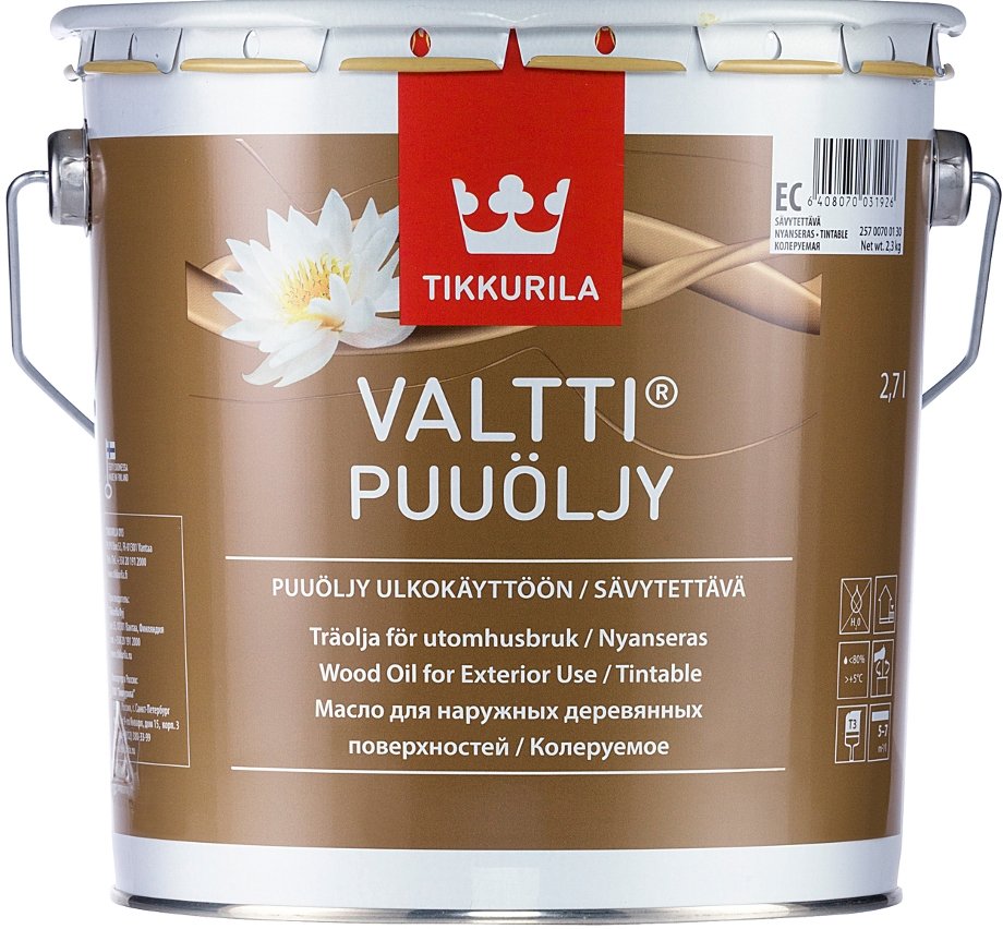 

Масло Tikkurila Valtti puuoljy 0.9 л (базис EC)