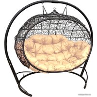 Подвесной диван M-Group Улей 11210401 (черный ротанг/бежевая подушка)