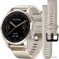 Умные часы Garmin Epix Pro Gen 2 Sapphire 42 мм (мягкое золото/крем, с нейлоновым и силиконовым ремешками)